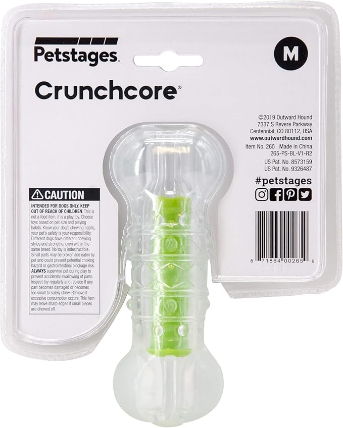 Petstages Crunchcore Bone Water Bottle Alternative Dog Chew Toy, Medium (Pack of 2)