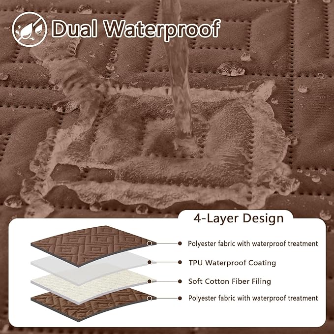 hyha Waterproof Dog Blanket, Soft Dog Bed Cover Pet Blankets, Waterproof Sofa Couch Cover for Dogs Washable, Reversible Pet Couch Covers for Sofa Furniture (82x102 Inch, Brown/Brown)