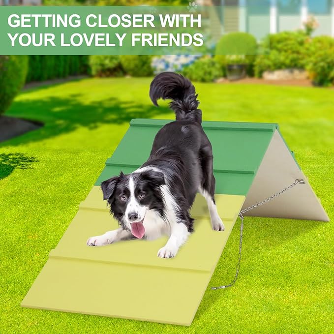 Dogs Agility A-Frame 74.8 x 18.9 Inch Dog Agility Equipment A-Frame Agility Training Equipment Dog Non-Slip Agility Course Equipment for Dogs Jumping Outdoor Dog Pet Ramp Climbing Playground