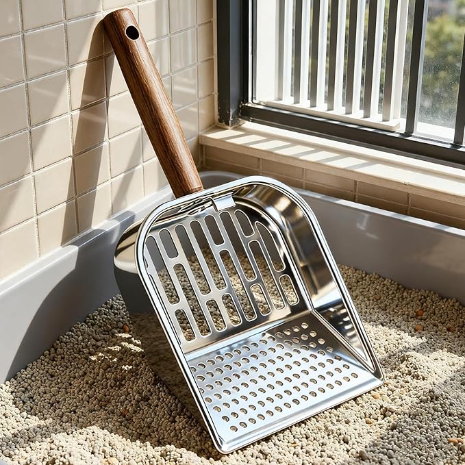 Wooden Cat Litter Scoop, Kitten Poop Shovel, 5.63x11.02 Inches Shovel with Deep Design, Durable Pet Tool, Hygiene Accessory with Ergonomic Handle, Litter Scoop for Apartment Home