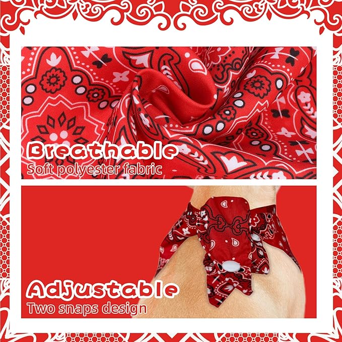 PAWCHIE Dog Bandanas Small Reversible Styles Pet Triangle Scarf Bibs - Adjustable with Two Snaps - Kerchief Set Accessories for Dogs, Puppy, Cats, L