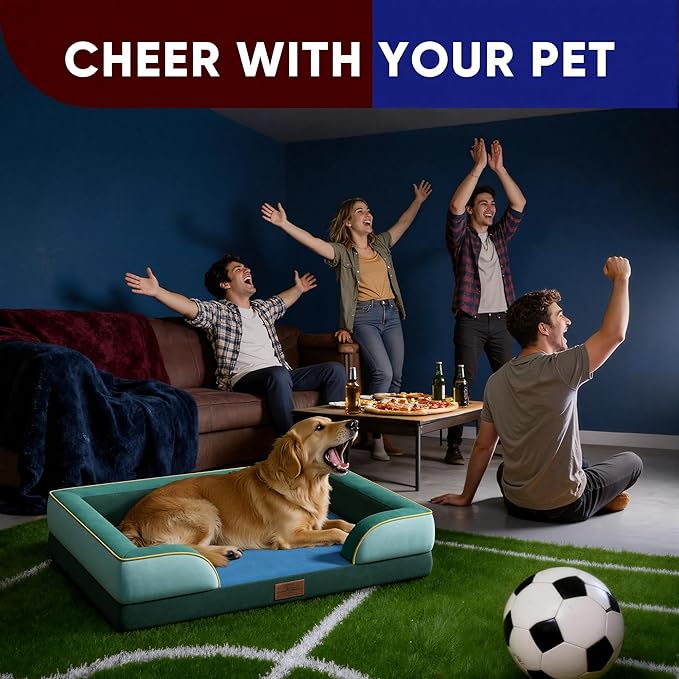 Comfort Expression Orthopedic Dog Bed for Extra Large Dogs 45x35 Inch, Waterproof Egg Crate Foam XL Pet Bed with Removable Bolsters, Dog Couch with Washable Cover & Non-Slip Bottom, Seattle