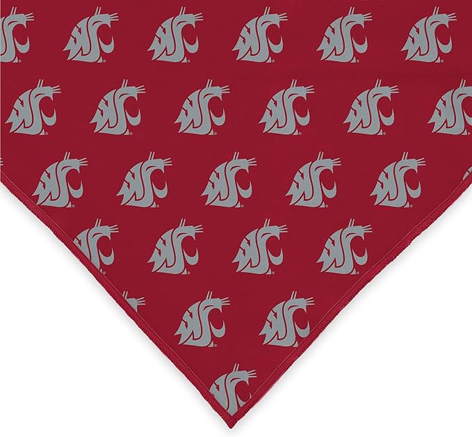 Washington State Cougars Officially Licensed Bandana for Dogs and Cats | Fits Pets Great Gift Idea | Easy-to-Tie (Small, 13")