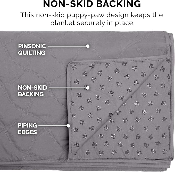 Furhaven Waterproof & Non-Slip Twin Size Mattress Cover Protector for Dogs & Cats, Washable, For Beds, Couches, & Car Seats - Quilted Twill Blanket Mattress Cover - Gray, Small/Twin Size
