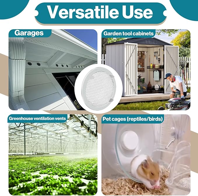 8-Pack 2" Circular Vent Covers, Steel Mesh Screen,Circular Screen with Tab Fasteners for Pet Cages (Reptiles/Birds) and Storage Shelves, Home, Garage & Industrial Airflow
