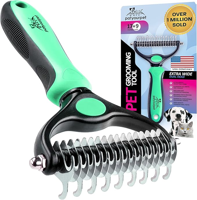 Pat Your Pet Deshedding Dog Brush For Shedding – Cat Brushes For Indoor Cats, Double-Sided Cat Brush Deshedding & Grooming Tool For Long Haired And Short Haired Dogs, Skin-Friendly