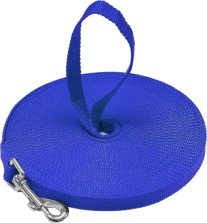 Long Dog Puppy Obedience Recall Training Agility Lead, Leash - BLUE, 15' Foot - by, Downtown Pet Supply