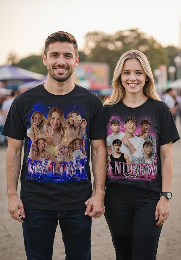 Custom Bootleg Rap Shirt with Photo Text, Vintage Custom Picture Shirt for Girlfriend, Boyfriend, Dad, Mom, Pet Lover Friend