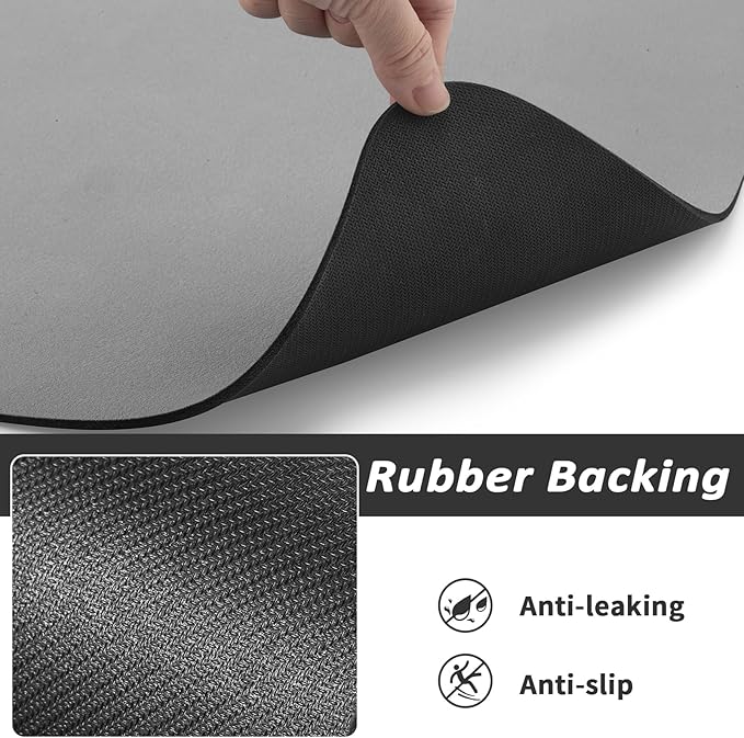 Dog Food Mat - Absorbent Cat Mat for Food and Water, No Stains Pet Feeding Bowl Mat, Easy to Clean Pet Placemats, Quick Dry Dog Water Dispenser Mat for Messy Drinkers | Paw Grey 12"x 19"