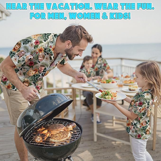 Custom Hawaiian Shirt with Face Photo Picture for Men Women Kids Youth Adult, Tropical Personalized Hawaiian Shirts Gift