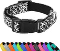 Reflective Dog Collar, Adjustable Soft Neoprene Padded Nylon Pet Collars with Buckle for Puppy and Small Dogs, Cats, Black White Cow,XL