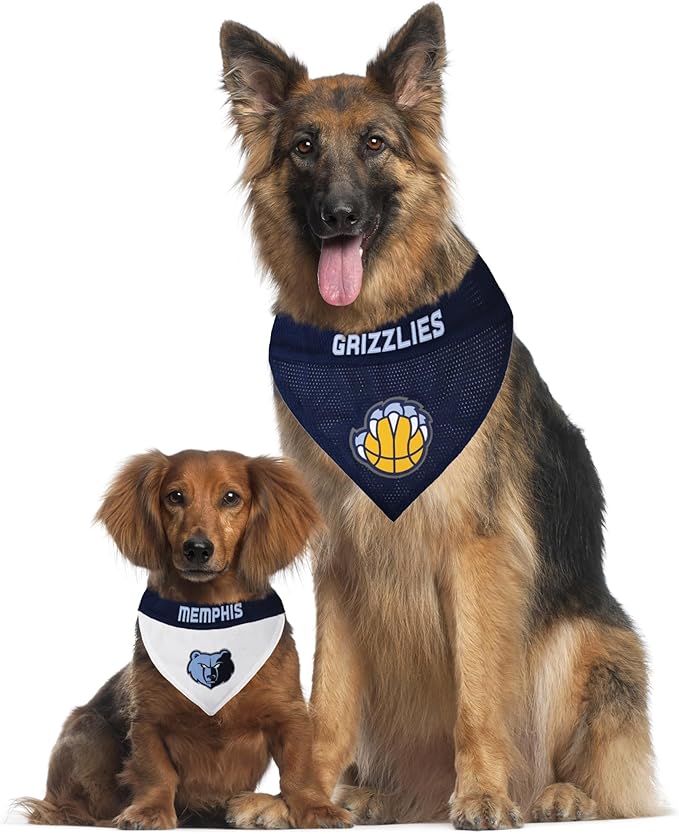 Pets First NBA Dog Bandana - Memphis Grizzlies Reversible Pet Bandana. 2 Sided Home & Away Sports Bandana with a PREMIUM Embroidery TEAM Logo, Small/Medium