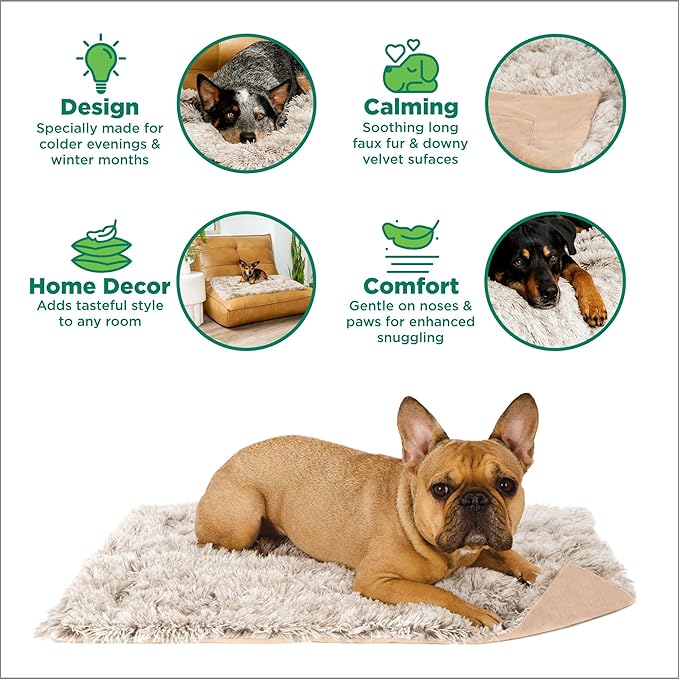 Furhaven Waterproof Throw Blanket for Dogs & Indoor Cats, Washable - Shaggy Plush Calming Long Faux Fur & Velvet Dog Blanket - Driftwood, Large (Pack of 2)