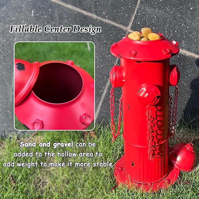 Fire Hydrant for Dogs to Pee on, Metal Puppy Pee Post for Dogs, Red Fake Fire Hydrant with Stakes, Pee Post for Dog Outdoor Indoor Training Tool Garden Yard Lawn Ornament Statue, 16.3" H