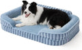 LE SURE Cute L-Plus Dog Beds, Orthopedic Waterproof Large Pet Bed with Sides, High Back Non-Slip Bottom and Egg-Crate Foam Dog Couch Sofa with Washable Removable Cover, Blue