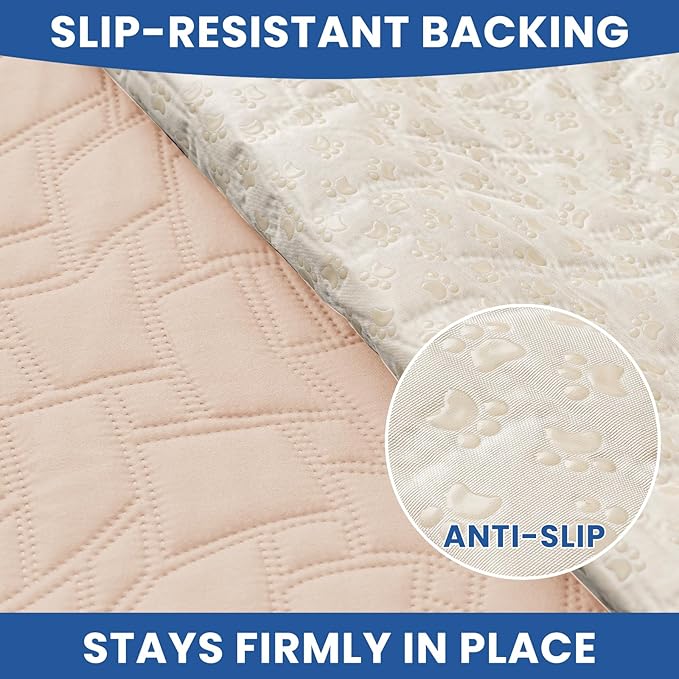 Waterproof Dog Bed Cover Pet Blanket, Soft Couch Cover for Dogs Washable, Non-Slip Dog Blanket Protect Furniture Couch Sofa Car for Puppy Large Dogs Cat (82x120 Inch, Beige)