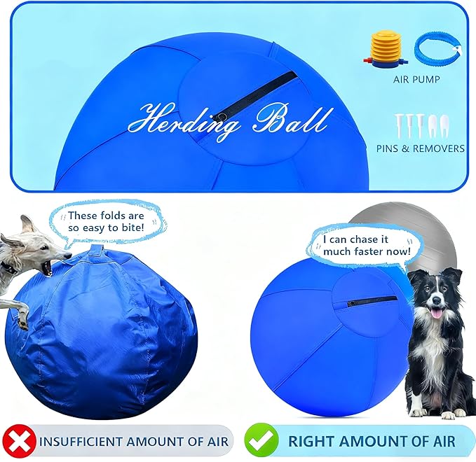 Herding Ball For Dogs 22" Bite Resistant Dog Herding Ball, Agility Training Equipment, Herding For Herding Balls For Australian Shepherd, Improved Bite Resistant, Reinforced Sewing Collie Balls,Blue