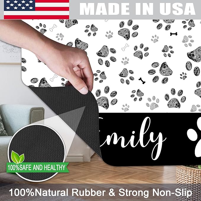 Personalized Dog Cat Mat with Name Photo Custom Placemat Feeding Mats for Food and Water Customized Non-Slip Waterproof Doormat for Bowls Outdoor Indoor Floors Gifts for Pet Owner