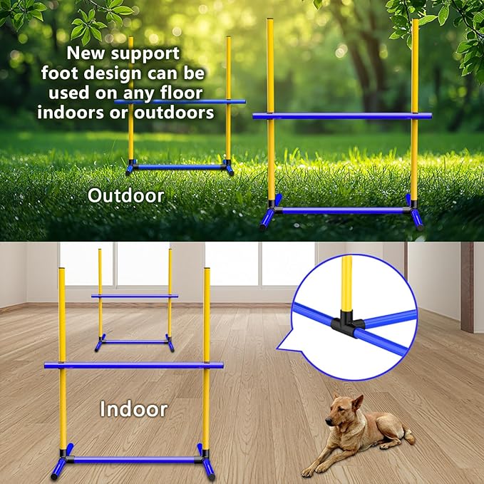 Dog Agility Hurdle Training Set, 2-Sets Jump Bar Equipment for Indoor & Outdoor Backyard Exercise