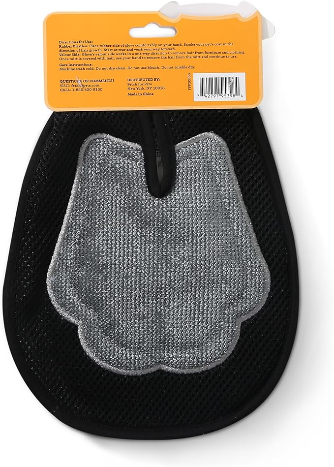 Wags & Wiggles Dual Sided Dog Grooming Glove with Rubber Paw - 2-IN-1 Grooming Tool for Brushing, Massaging, and Scrubbing - Velour Side Acts as Fur Remover