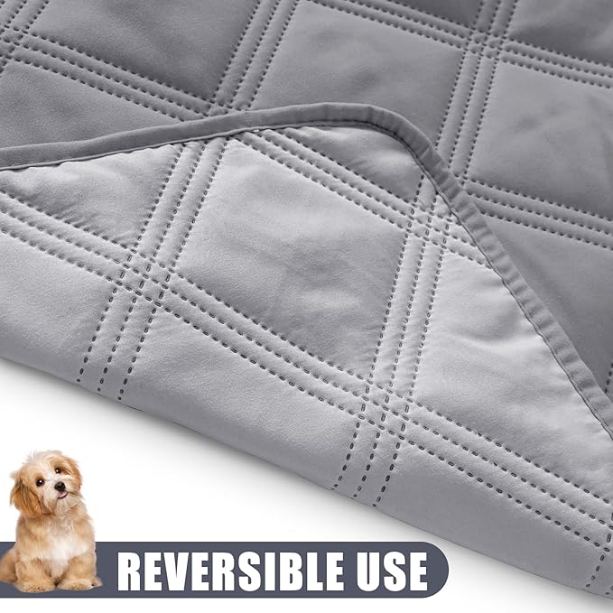 Smiry Waterproof Dog Bed Cover Blanket 82x120, Soft Reversible Pet Blanket, Washable Leakproof Cats Dogs Couch Cover for Sofa, Couch, Furniture, Grey/Light Grey