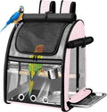 SUERTREE Bird Carrier Bag with Indestructible Stainless Steel Mesh, Bird Travel Cage with Stand, Easy to Clean Backpack for Parrot, Portable Bird Travel Bag, Pink