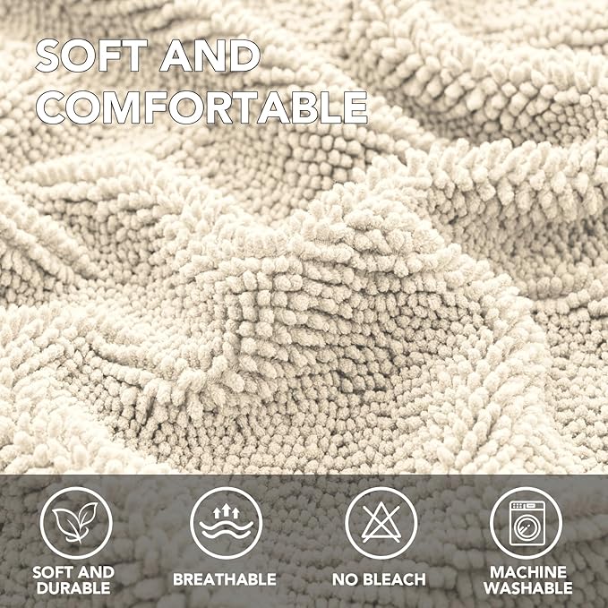 H.VERSAILTEX Non Slip Pet Couch Cover Chenille Dog Bed Protector Thick Soft Sofa Slipcover Pet Friendly Washable Couch Cushion Covers for Pets (52" x 82", Ivory)