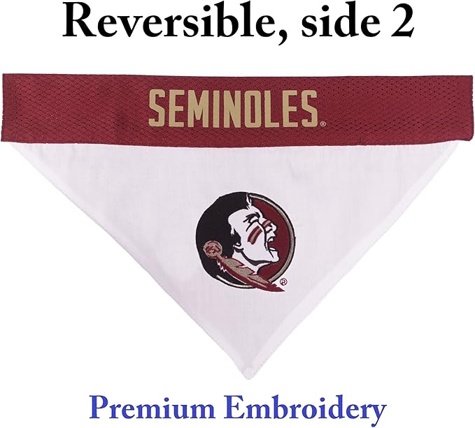 Pets First Collegiate Pet Accessories, Reversible Bandana, Florida State Seminoles, Large/X-Large