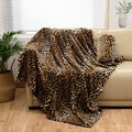 Bnuitland Leopard Print Fleece Flannel Throw Blanket with Storage Pouch for Bed Sofa Travel, 300 GSM Double Sided Super Soft Fuzzy Fluffy Cheetah Print Blanket for Adults and Kids, 50x70 inch