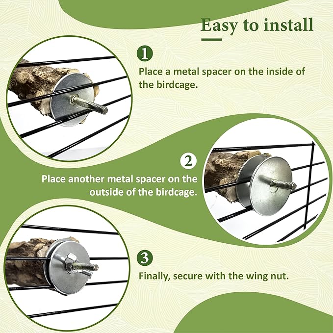 8pcs Bird Perches for Cage, Natural Wood Bird Perch for Parakeet/Cockatiel, 9.5“ Medium Bird Cage Stick, Bird Branches for Cages, Birdcage Accessories for Parrot Conure