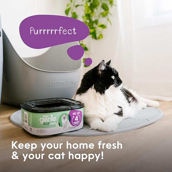Litter Genie Eco Refills | Compostable Cat Litter Bags Jumbo 2-pack | Up to 4 Months of Supply in 1 Cartridge