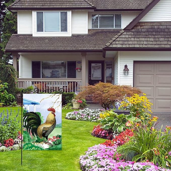 Chicken on the Grass Garden Flag,Farm Life Flag,Welcome Garden Yard Flag,Summer Garden Flag,Life Is Better With Chickens Garden Flag.12x18 Inch