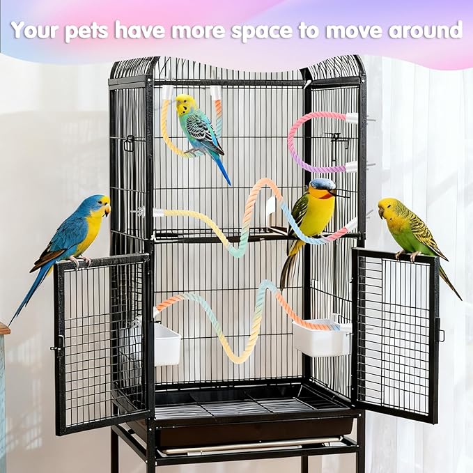 Bird Perch Rope, 4 Pcs 31.1” & 16.54” Bendable Cotton Rope Perches for Bird Cages, Interactive Birds Cage Accessories for Parrots, Parakeets, Cockatiels, Lovebirds, Budgies (2 Long + 2 Short)