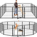 Dog Playpen Outdoor Extra Wide 12 Piece Panels Heavy Duty Dog Fence 32" Height Anti-Rust with Doors Portable for RV Camping Yard, Total 32FT, 79 Sq.ft, Snowy Black