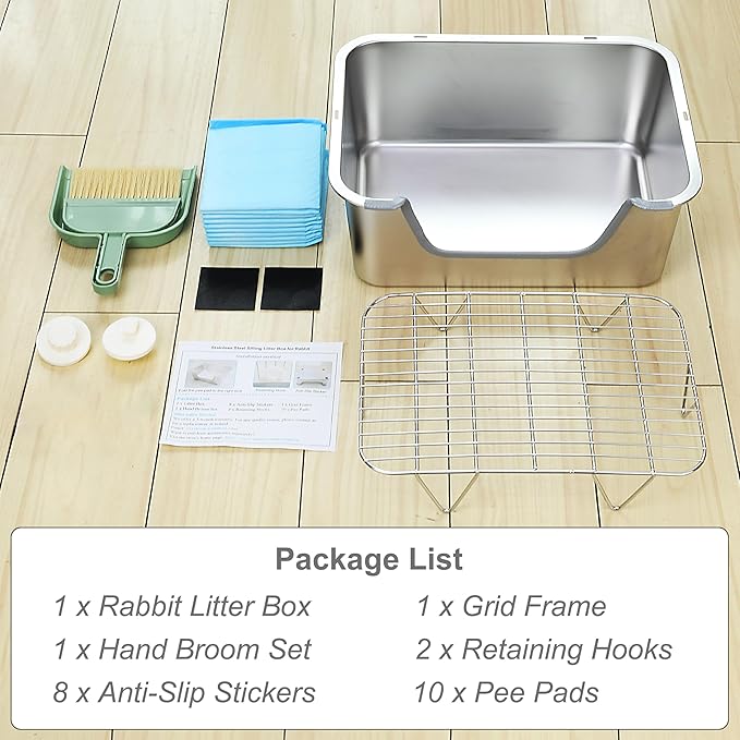 Stainless Steel Sifting Litter Box for Rabbit (M)