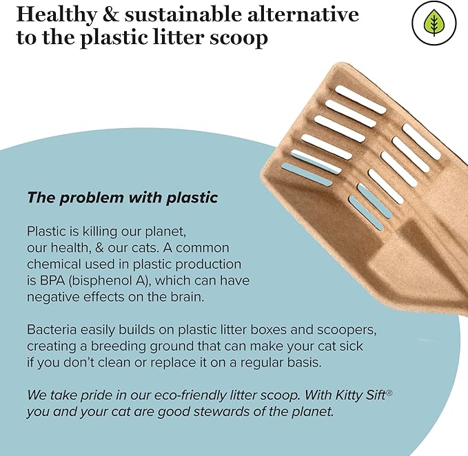 Kitty Sift FiberScoop Disposable Litter Scoop, Plastic-Free & Sustainable - Natural, One Size