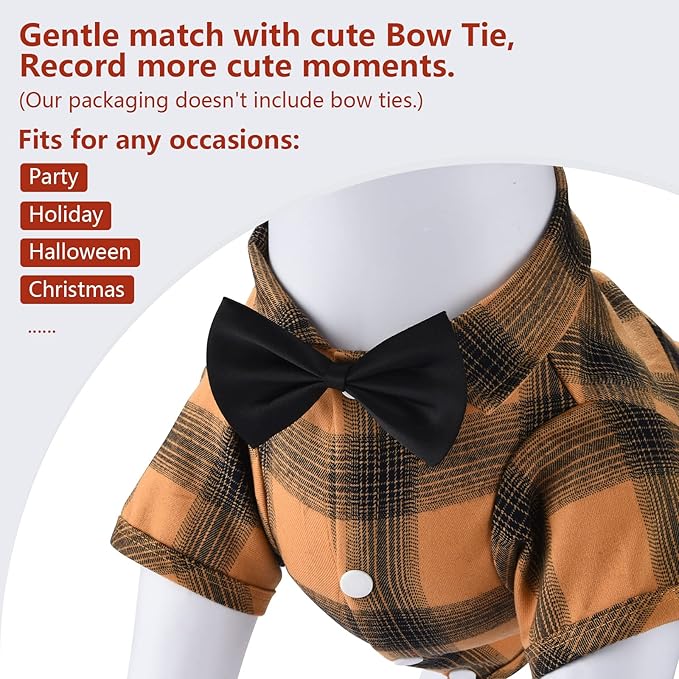 Koneseve Dog Shirt Plaid Dog Clothes for Small Dogs Boy Girl Cat Clothes Soft Puppy Outfit Adorable Pet T-Shirts Kitten Grid Costume Apparel Thanksgiving Christmas Clothing (Yellow; S/Small)