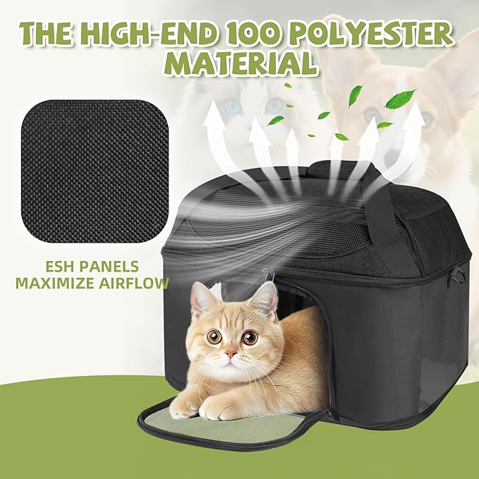 Premium Cat Carrier for Pets Up to 20 Lbs, Cat Travel Bag Soft-Sided Backpack Pet Carriers with Padded Shoulder Strap, Dog Carrier for Small Dogs Puppy Carry Airline Approved, Black
