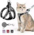 SCENEREAL Cat Harness and Leash Set Escape Proof, Adjustable Soft Air Mesh Kitten Harnesses for Girls Boys Small Medium Big Cats, Reflective Light Travel Pet Walking Vest for Puppy Rabbit, Black XL
