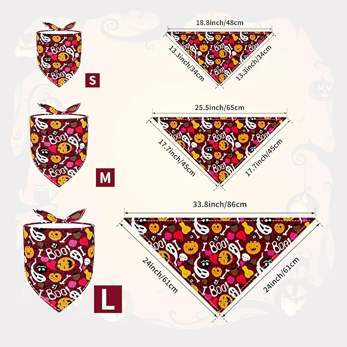 30 Pcs Halloween Thanksgiving Dog Bandanas Bulk 33 Inch XXL Stitch Dog Bandanas for Large Dogs Breed Polyester Scarves Party Grooming L