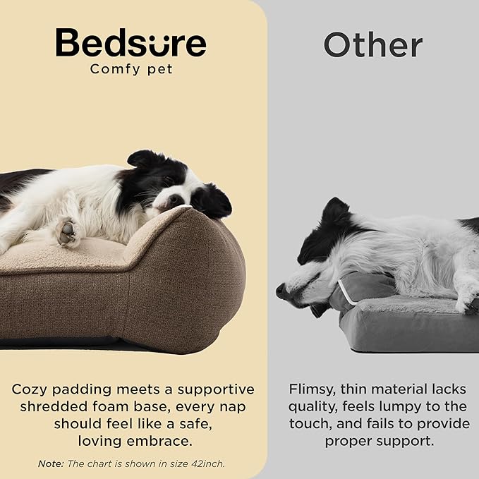 Bedsure SupportMax™ XL Plus Orthopedic Dog Beds Large Sized Dog - Extra Thick Supportive Dogs Couch with Waterproof Washable Cover, Jumbo Comfort Pet Sofa with Soft Sherpa & Nonskid Bottom, Brown, 48"