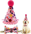 Christmas Pet Party Jazz Hat and Blingbling Bow Tie Breakaway Collar Set, Adjustable Headband for Kitten Puppy Small Dogs Cats (Dot-Pink)