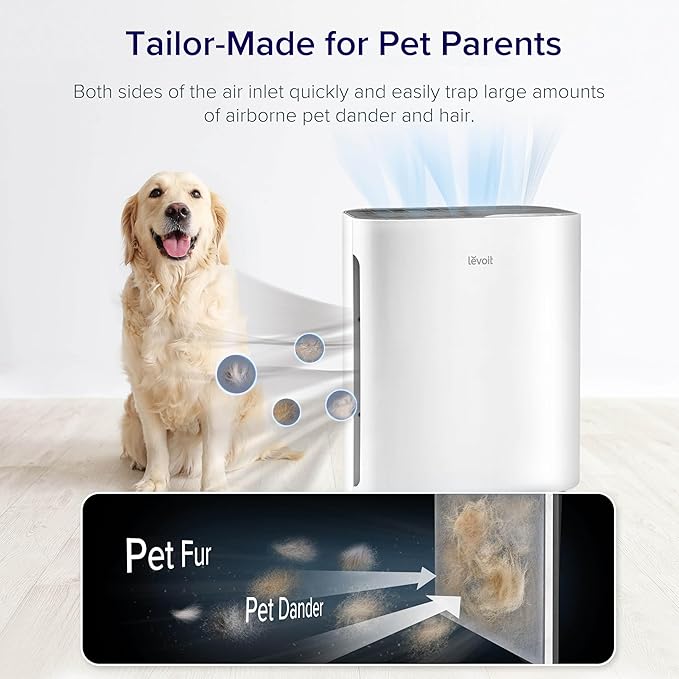 LEVOIT Air Purifier for Home Bedroom, Quiet Clean with Washable Pre-Filter for Dander, Smoke, Dust, Pollen, AHAM Verifide, Odor Eliminators for Medium Sized Rooms, Pet Hair Remover, Vital 100, White
