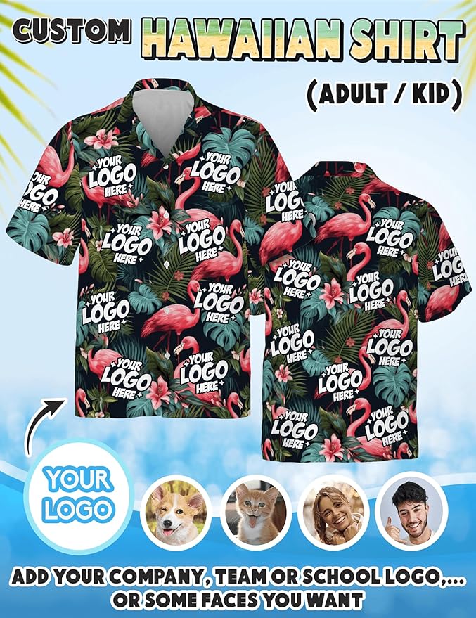 Custom Hawaiian Shirt with Face Photo Picture for Men Women Kids Youth Adult, Tropical Personalized Hawaiian Shirts Gift