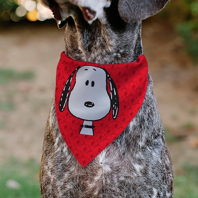 Peanuts Pet Bandana Peanuts Snoopy Face and Profile Pose Reds Slip On Collar Bandana Only