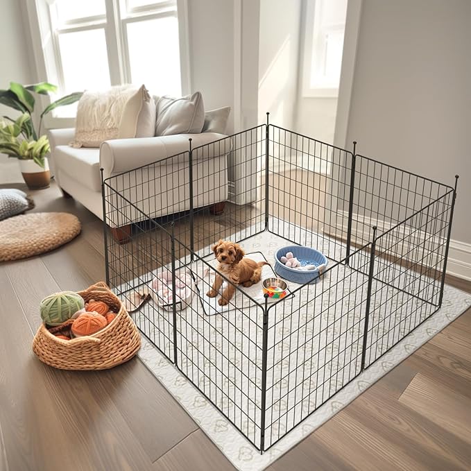 FXW MiniPaws Unleashed Dog Playpen, Expandable & Portable Design for Yard, RV Camping and Indoor Use, for Small and Medium Dogs, 32-inch 8 Panels