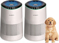 Air Purifiers for Bedroom Home for Smoke Pet Dander Odors, Air Purifier with Sleep Mode Small Air Purifier with Fragrance Sponge for Bedroom Office, Blue Ambient Light, 23dB Quiet, 2 Pack White