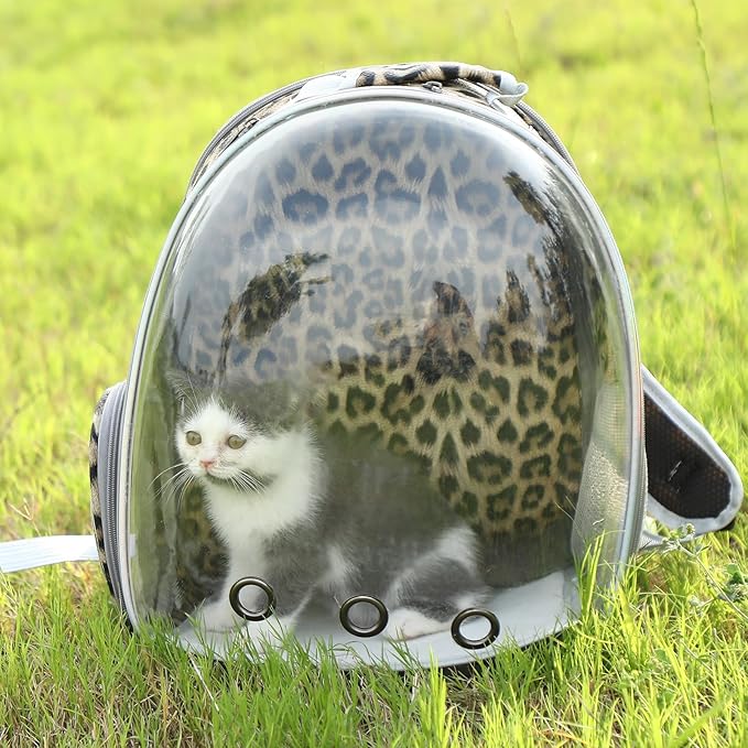 Cat Backpack Carrier Back Expandable Bubble Pet Carrier Backpack for Large Cat, Kitten and Dog, Designed for Hiking, Travelling and Outdoor Use (Back Expandable-Animal)
