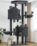 Extra Large Cat Tree, 84 Inch XXL Giant Cat Tower for Indoor Cats Large Adult 20lb+, Multi-Level Cat Climbing Condo with 5 Scratching Posts, 3 Wide Platform Perches, 2 Baskets, 2 Cat Caves, Dark Grey
