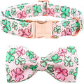 Lionheart glory Dog Bow Collar St. Patrick's Day Dog Collar for Small Dogs, Adjustable Green Collars Lucky Clover Shamrock Dog Collar with Bowtie Pet Collar Bows